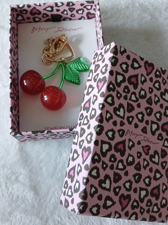 Betsey Johnson Accessories - Betsey Johnson CHERRY 🍒 Bag Charm Keyring [Large] NEW IN BOX $58 MSRP